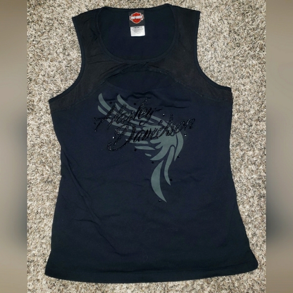 Harley-Davidson| Embroidered Cut-out Tank Top - Picture 1 of 6